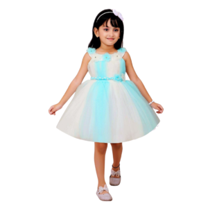 BabyShop kids girls knee length party dress(sky blue, sleeveless)